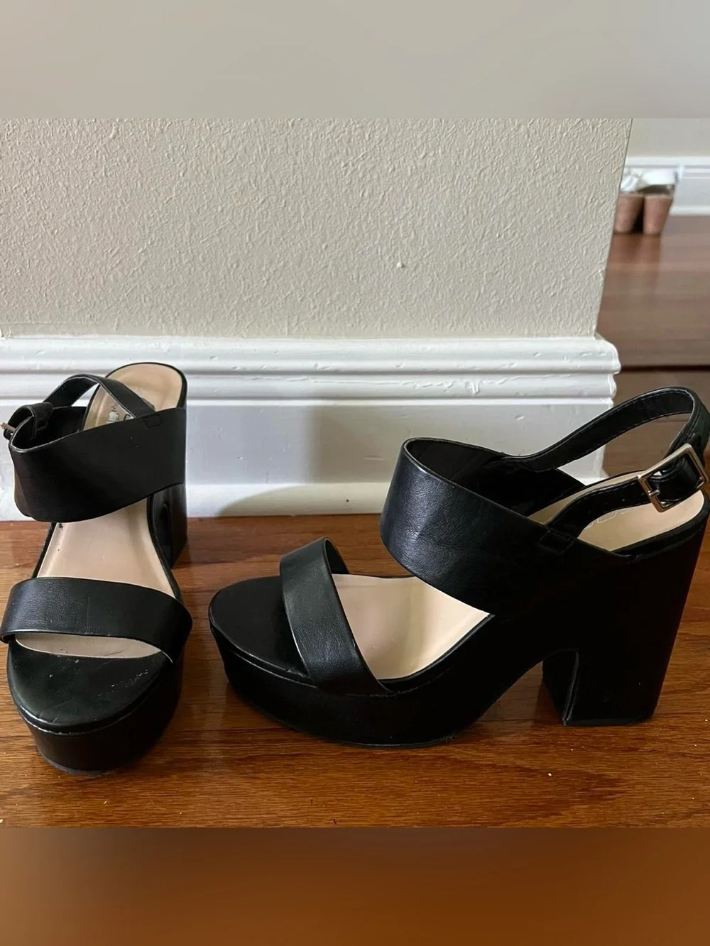 Black Platform Block Heel Sandals - Women